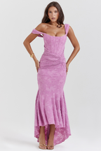 Ruched Mermaid Midi Dress With Shoulder Straps