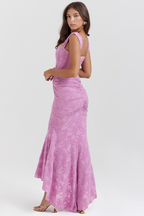 Ruched Mermaid Midi Dress With Shoulder Straps