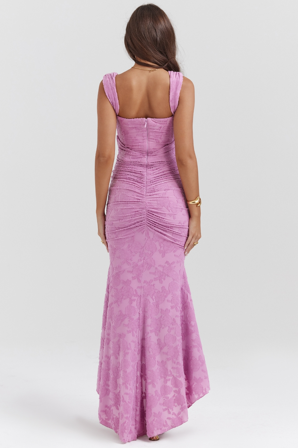 Ruched Mermaid Midi Dress With Shoulder Straps