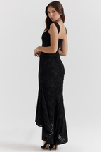 Ruched Mermaid Midi Dress With Shoulder Straps