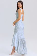 Ruched Mermaid Midi Dress With Shoulder Straps