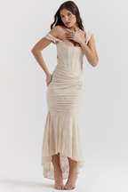 Ruched Mermaid Midi Dress With Shoulder Straps