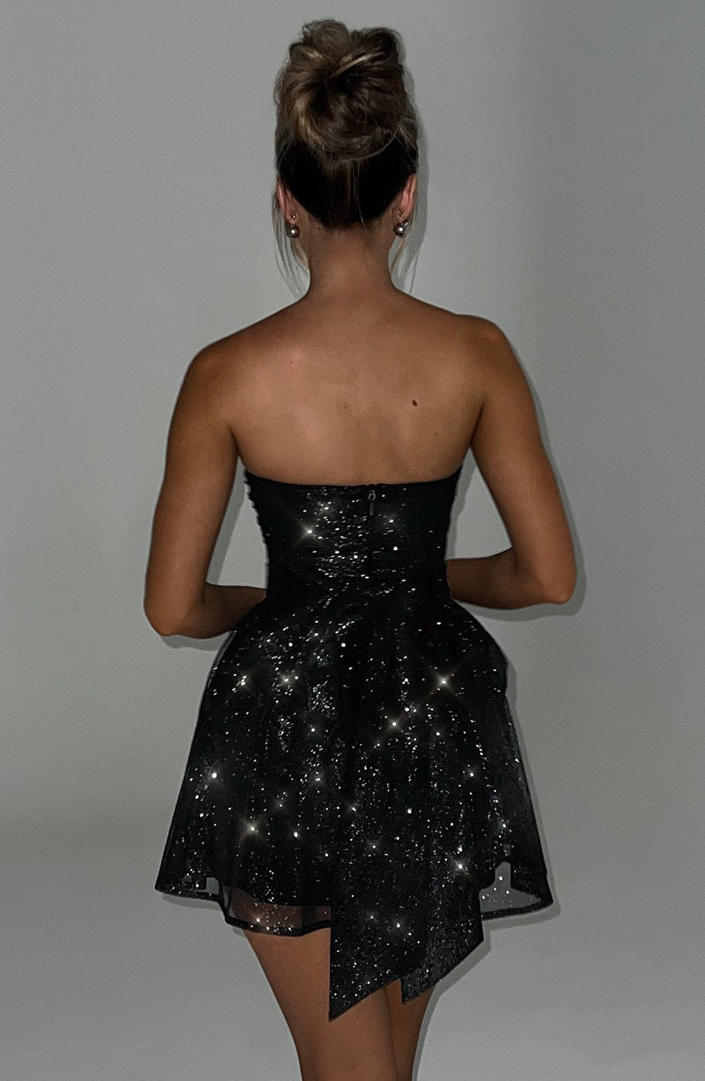 Strapless Gathered Bodice Mini Dress
