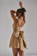 Strapless Gathered Bodice Mini Dress