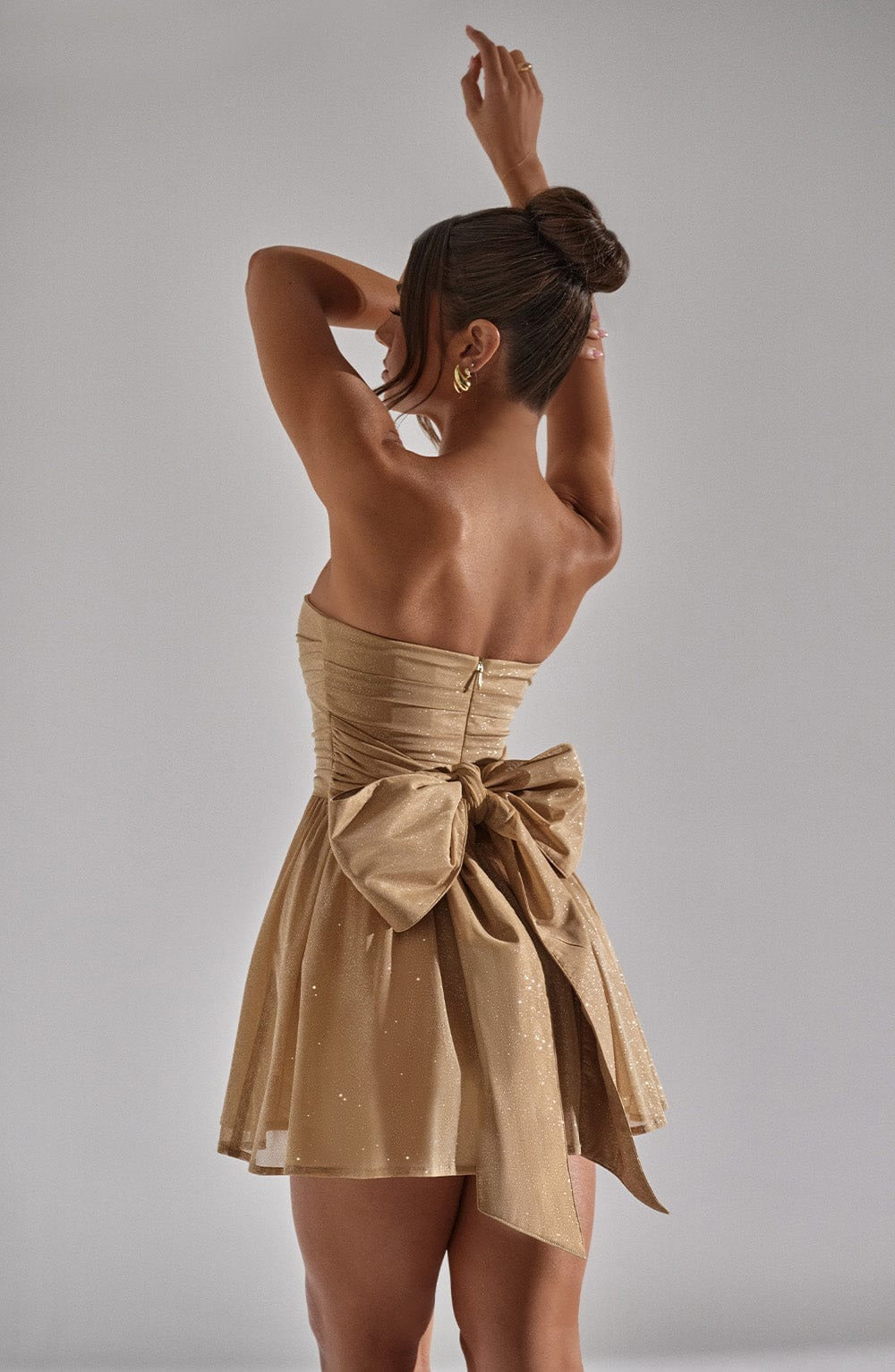 Strapless Gathered Bodice Mini Dress