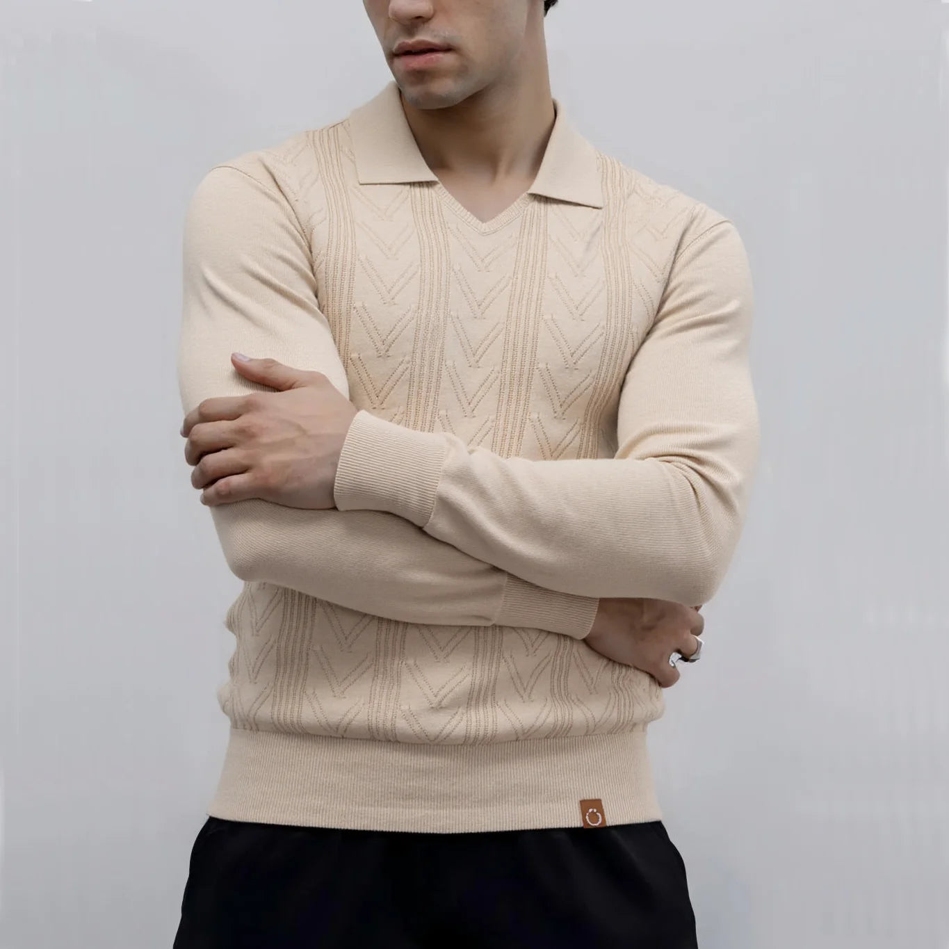 Long Sleeve Henley Polo Shirt