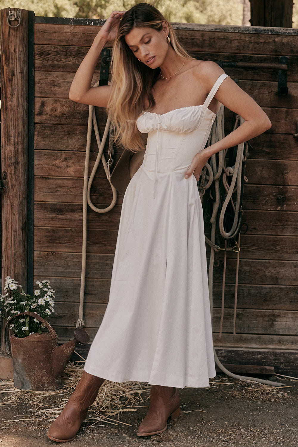 Bustier Bodice Midi Dress For Women