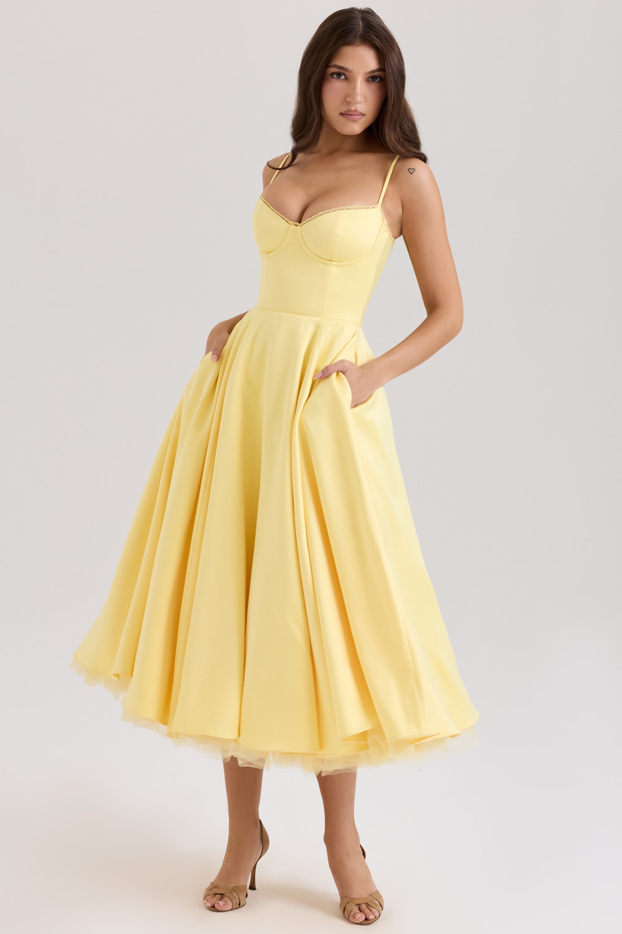 Women's Strappy Full Skirt Midi Dress