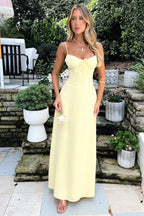 Women's Spaghetti Strap Maxi Dress Sweetheart Neck Fitted Bodice Design