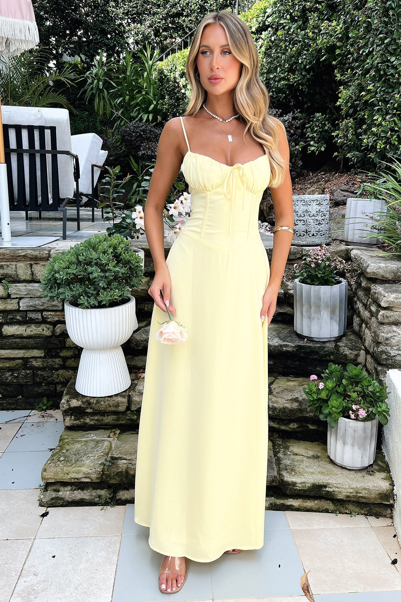 Women's Spaghetti Strap Maxi Dress Sweetheart Neck Fitted Bodice Design