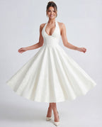 Women's Tie Neck A Line Midi Dress