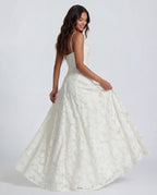 Women's Long Floral Dress with Straight Neckline and Wide Hem