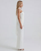 Women's Strapless Bodycon Maxi Dress with Matching Sheer Scarf Detail