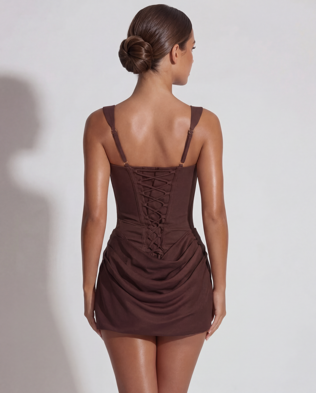 Bodycon Mini Dress With Ruched Skirt