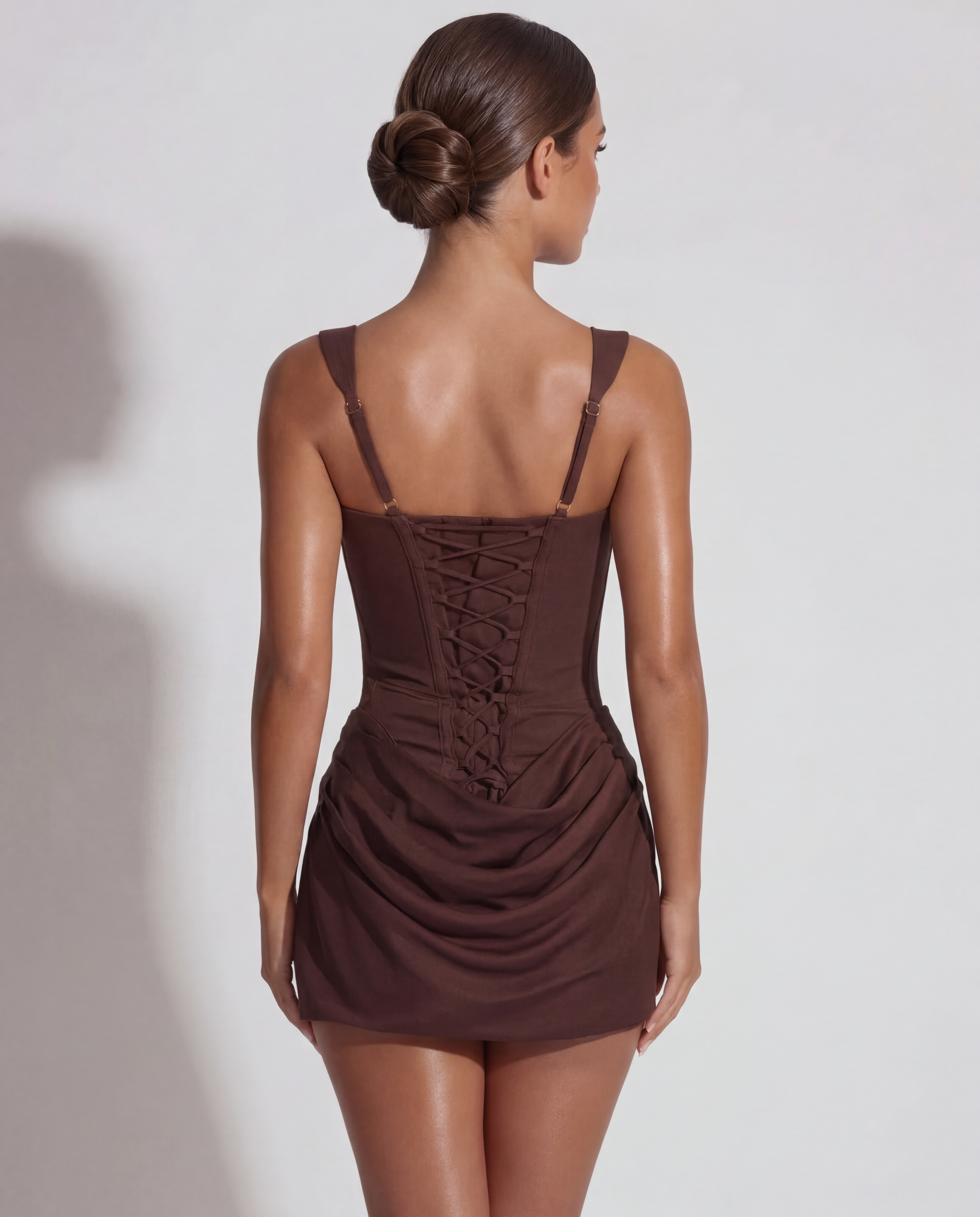 Bodycon Mini Dress With Ruched Skirt