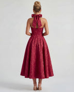 Women's Tie Neck A Line Midi Dress
