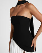 Women's Maxi Dress with Strapless Neckline and High Side Split