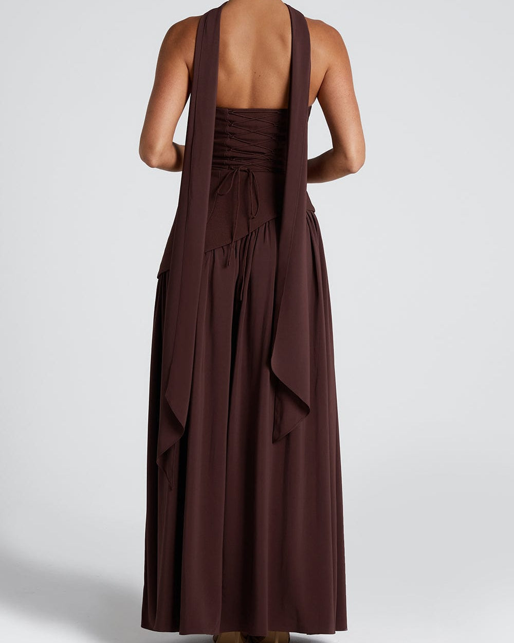 Women's Maxi Dress with Strapless Neckline and High Side Split