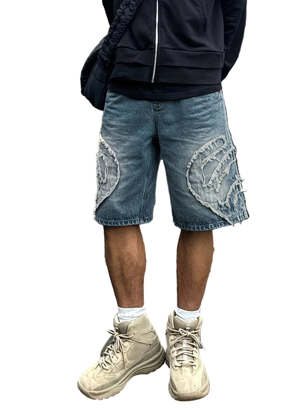 Men’s Straight-Cut Shorts with Wavy Side Patches