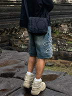 Men’s Straight-Cut Shorts with Wavy Side Patches