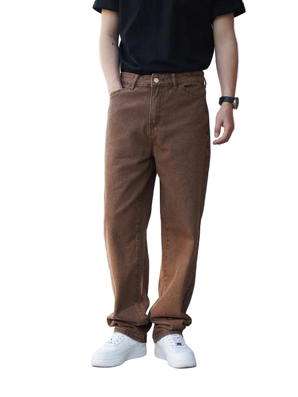 Men’s Straight-Leg Pants with Button-Fly Closure