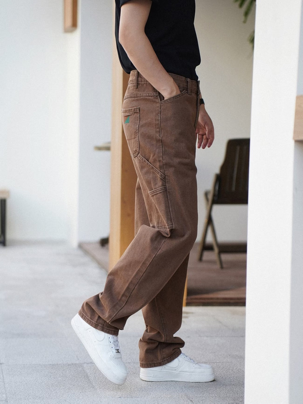 Men’s Straight-Leg Pants with Button-Fly Closure