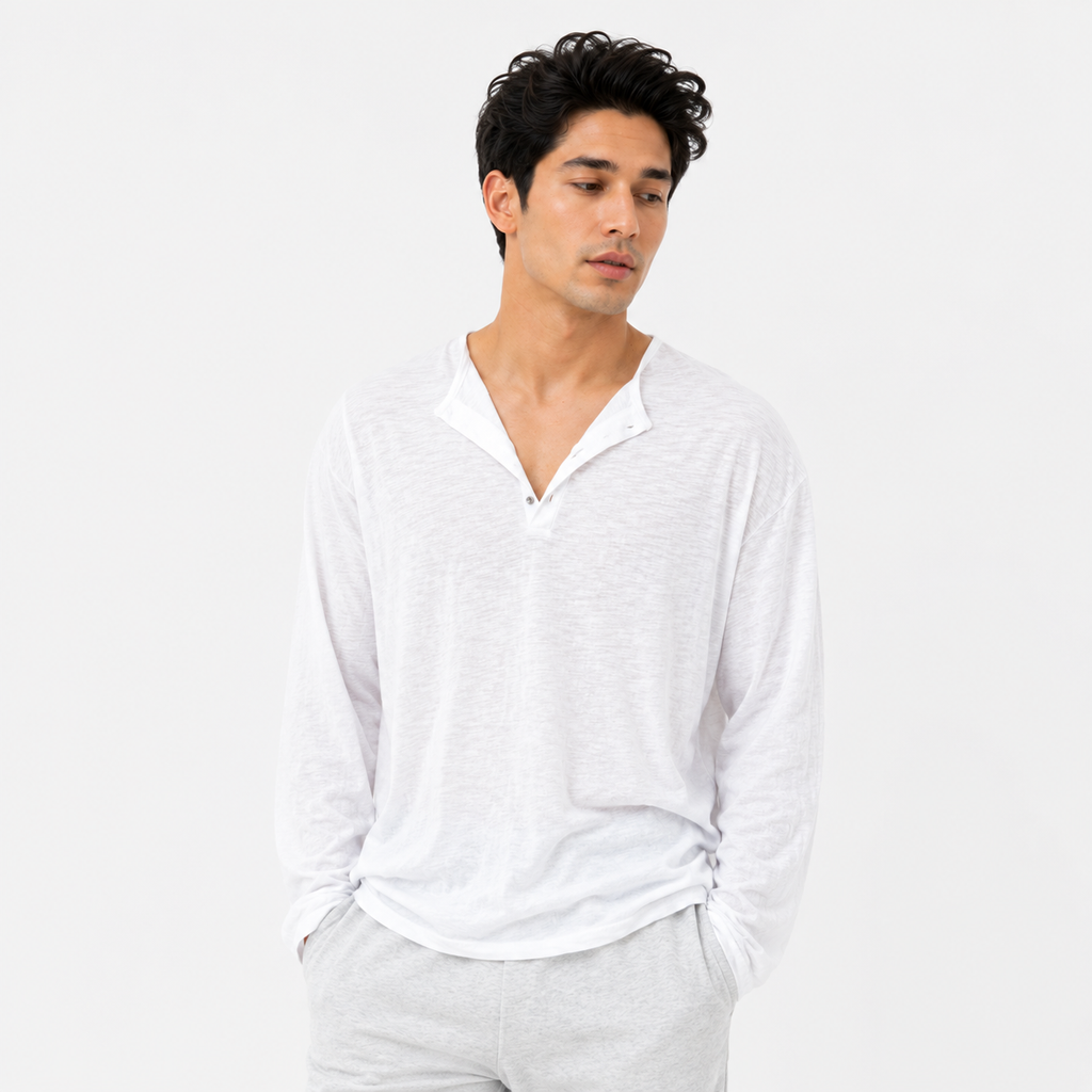 Men's Casual Drop Shoulder Long Sleeve Shirt