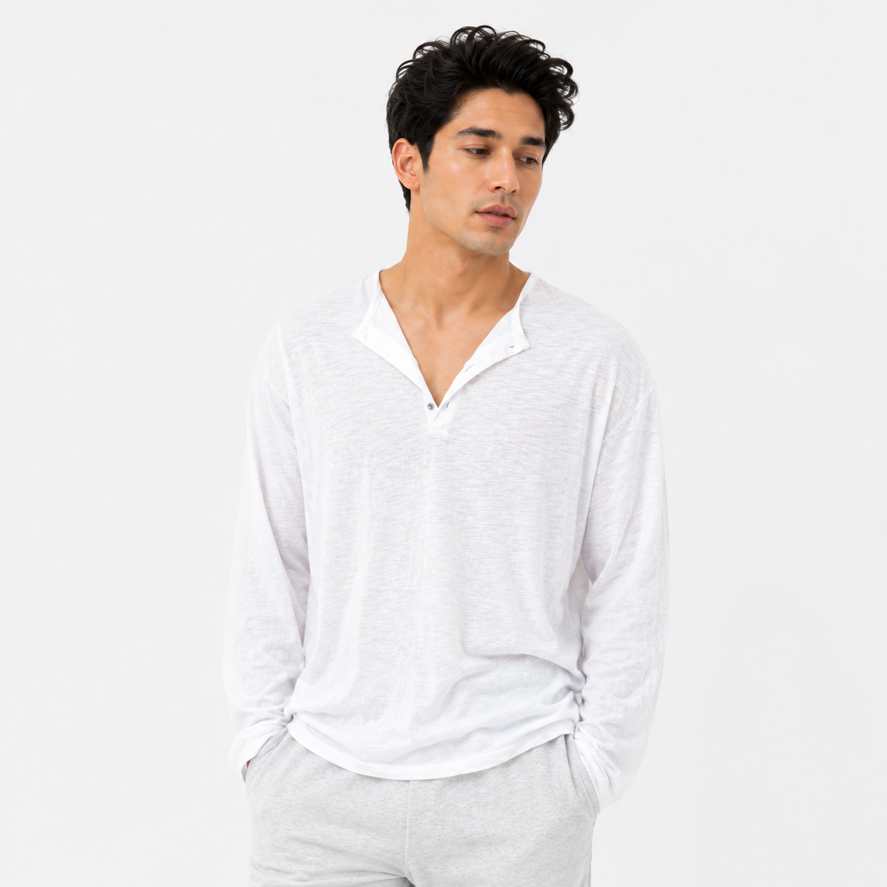 Men's Casual Drop Shoulder Long Sleeve Shirt