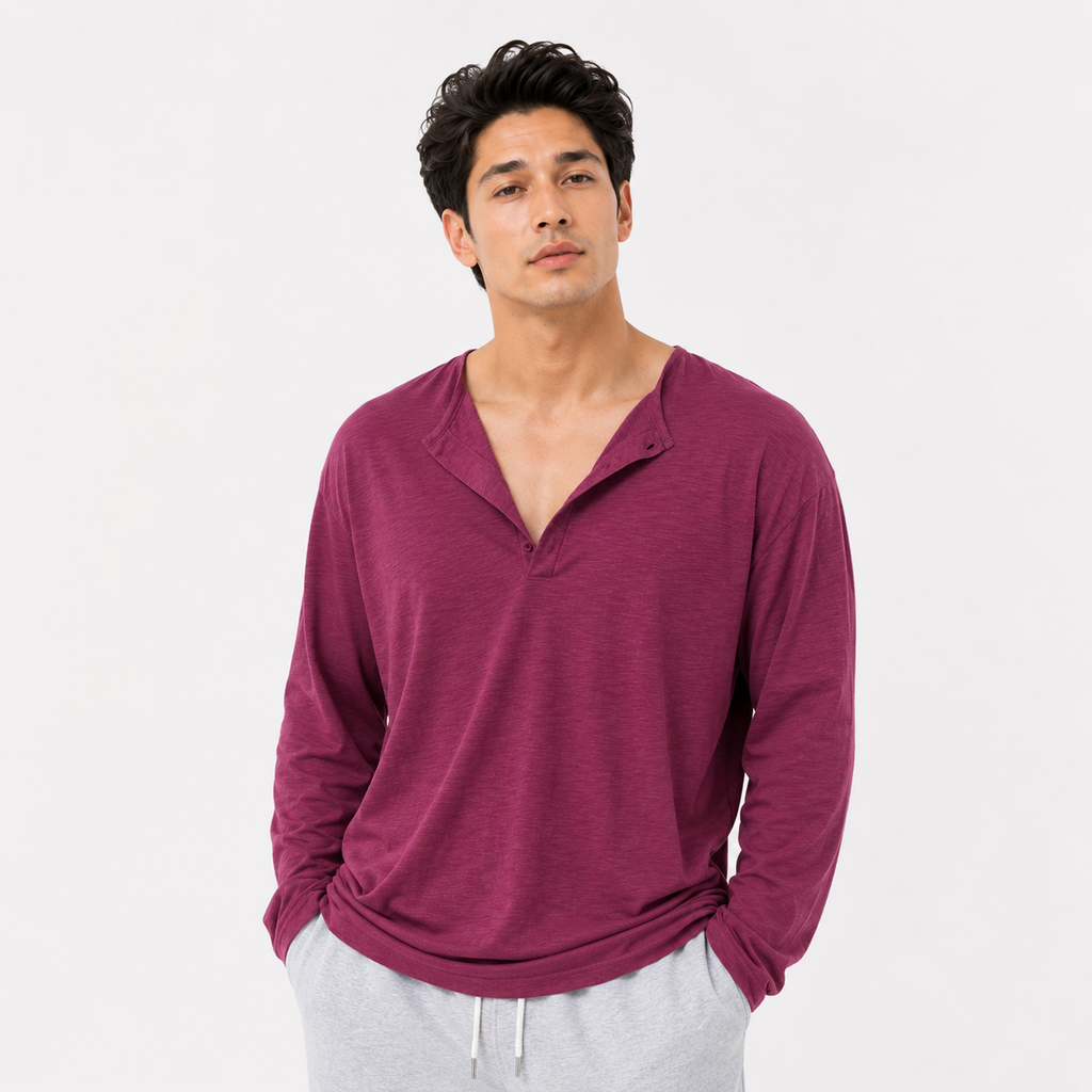 Men's Casual Drop Shoulder Long Sleeve Shirt