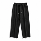 Men's Cotton Drawstring Straight Leg Pants in beige — straight leg hem detail