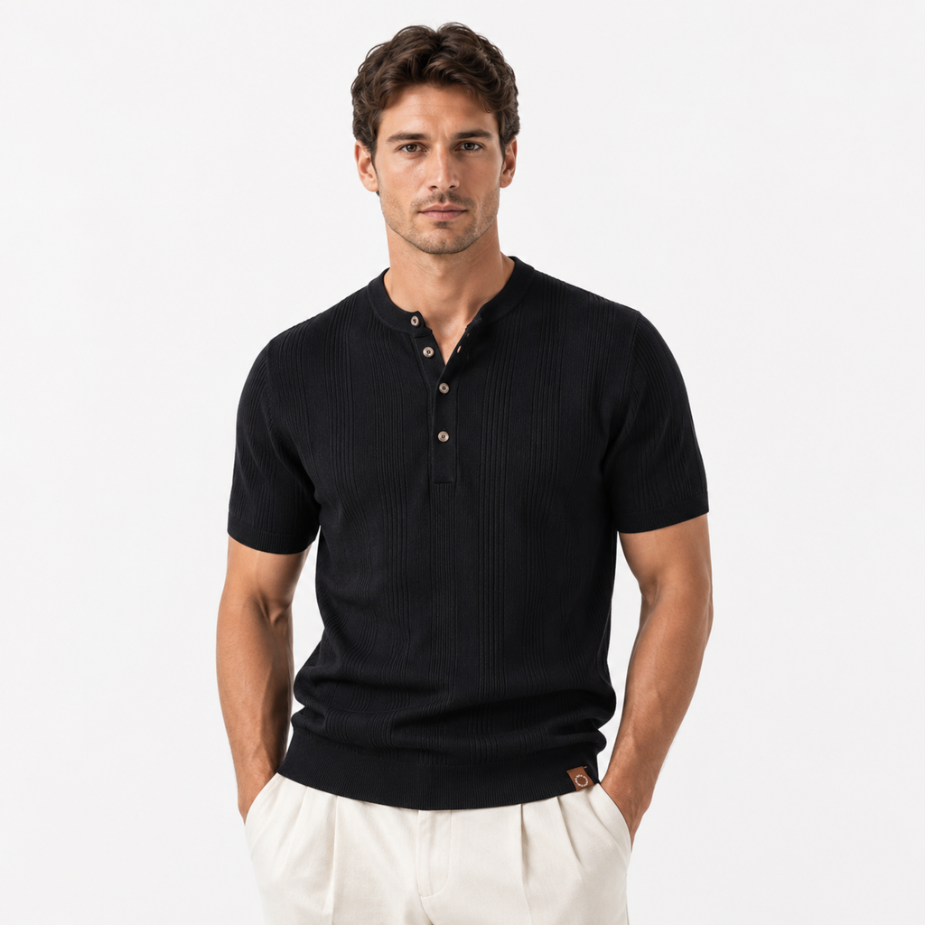 Men's Henley Neck Summer T Shirt