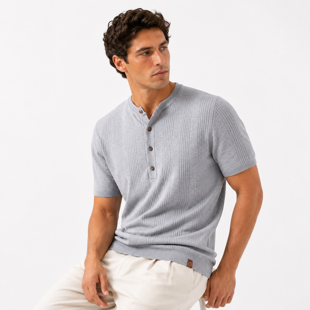 Men's Henley Neck Summer T Shirt