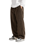 Men's Loose Fit Corduroy Straight Pants in brown — front view
