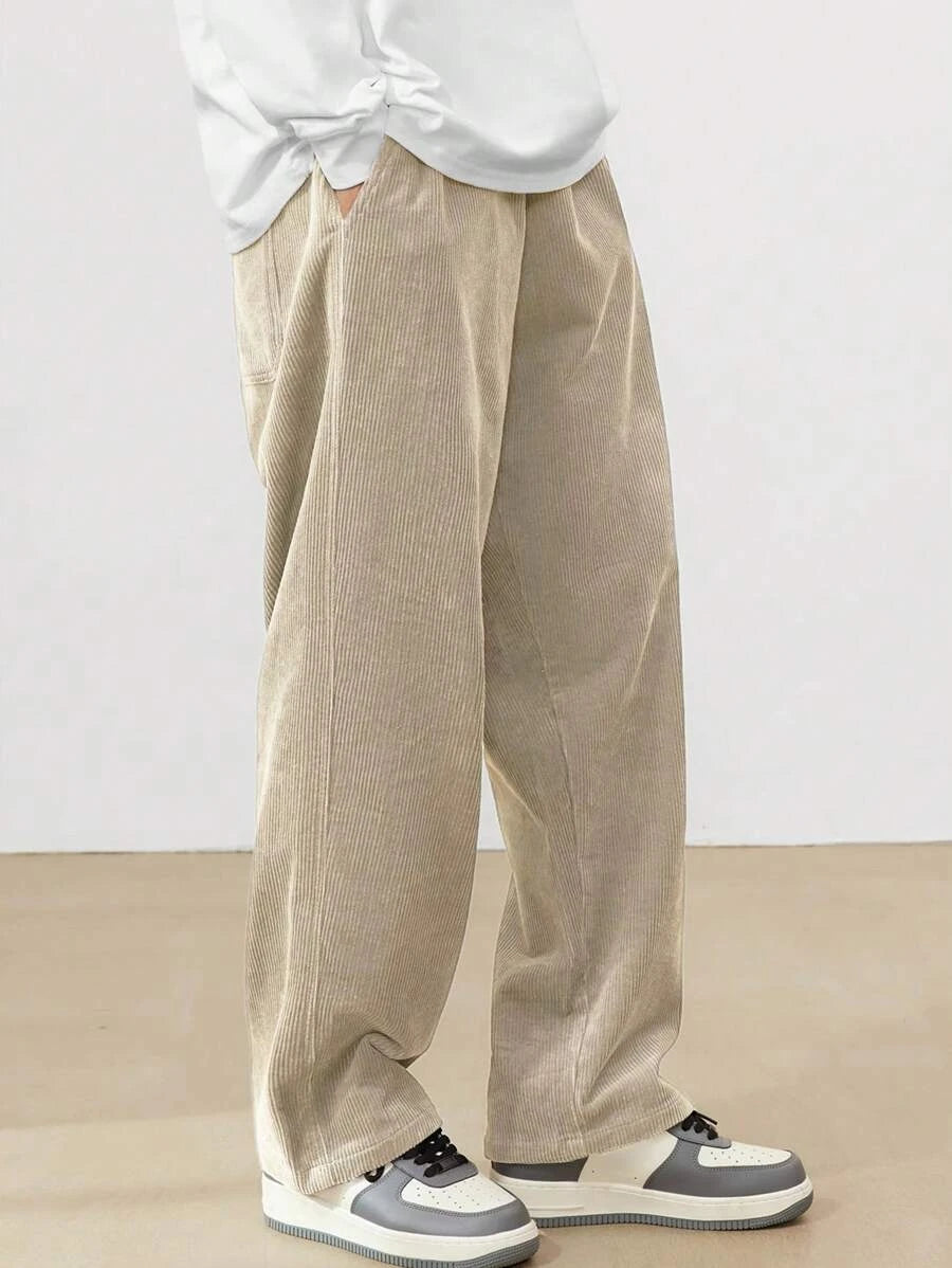 Men's Loose Fit Corduroy Straight Pants in brown — lifestyle shot