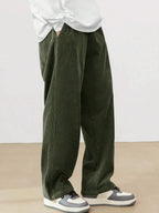 Men's Loose Fit Corduroy Straight Pants in brown — side view