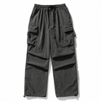 Men's Loose Fit Pocket Cargo Pants in brown — waistband and belt loop detail