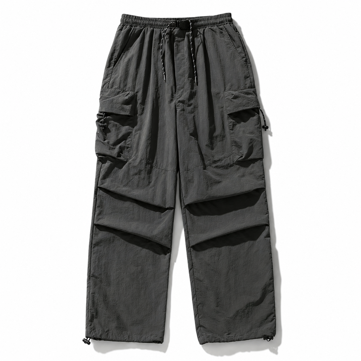 Men's Loose Fit Pocket Cargo Pants in brown — waistband and belt loop detail