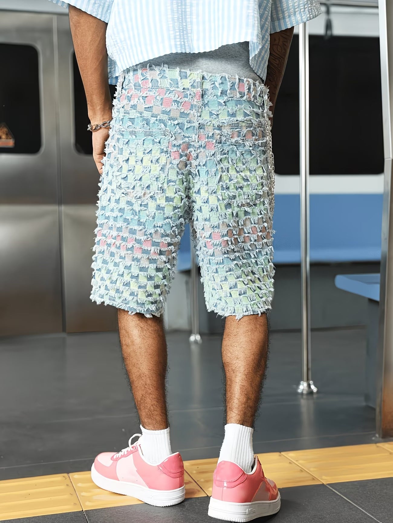 Men's Shorts with Checkerboard Pattern