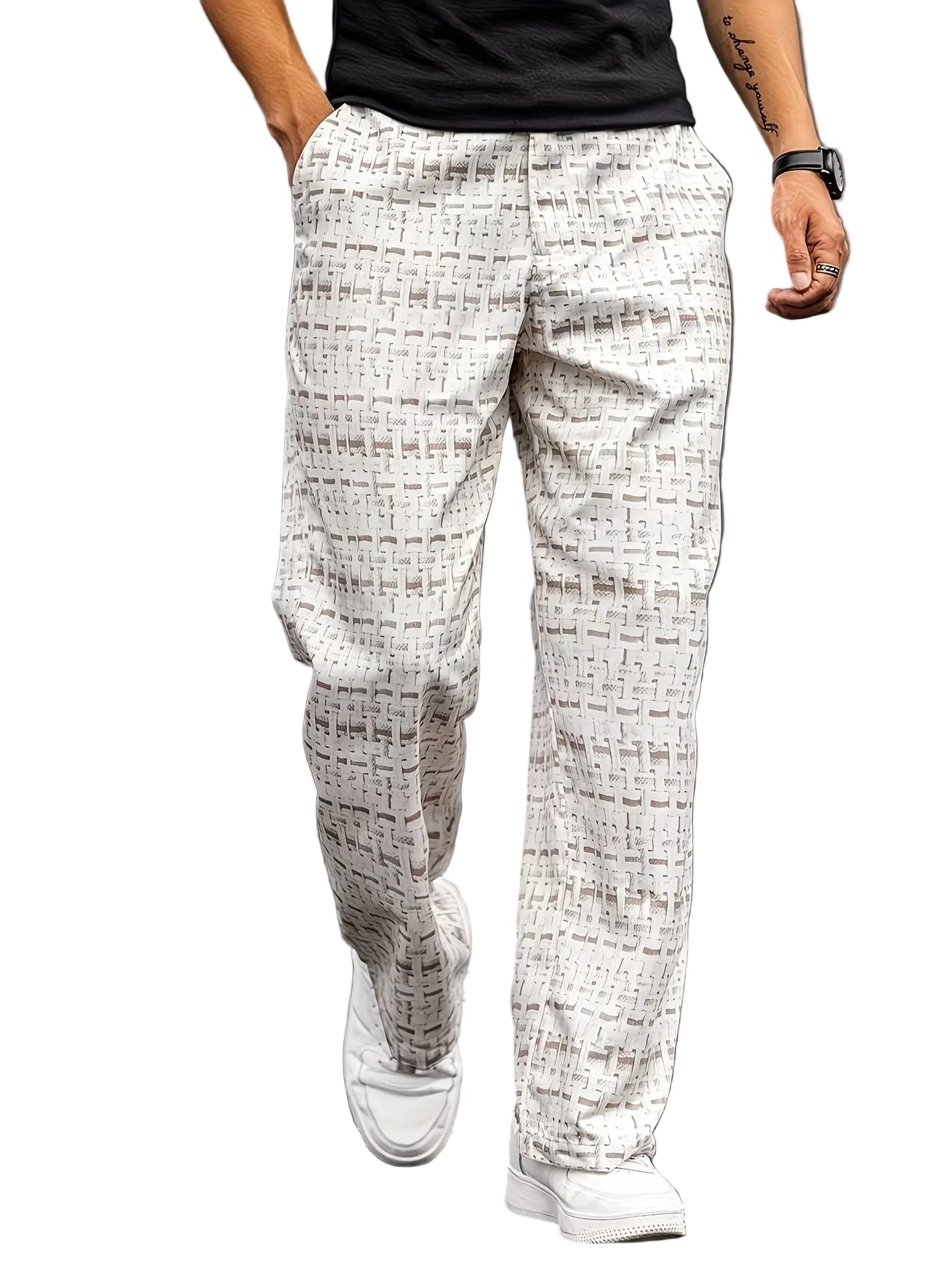 Men's Straight-Leg Pants with Abstract Geometric Print Main image