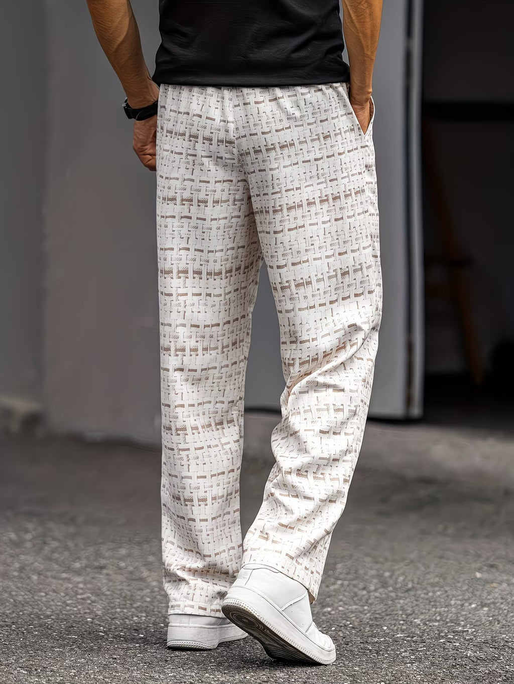 Men's Straight-Leg Pants with Abstract Geometric Print