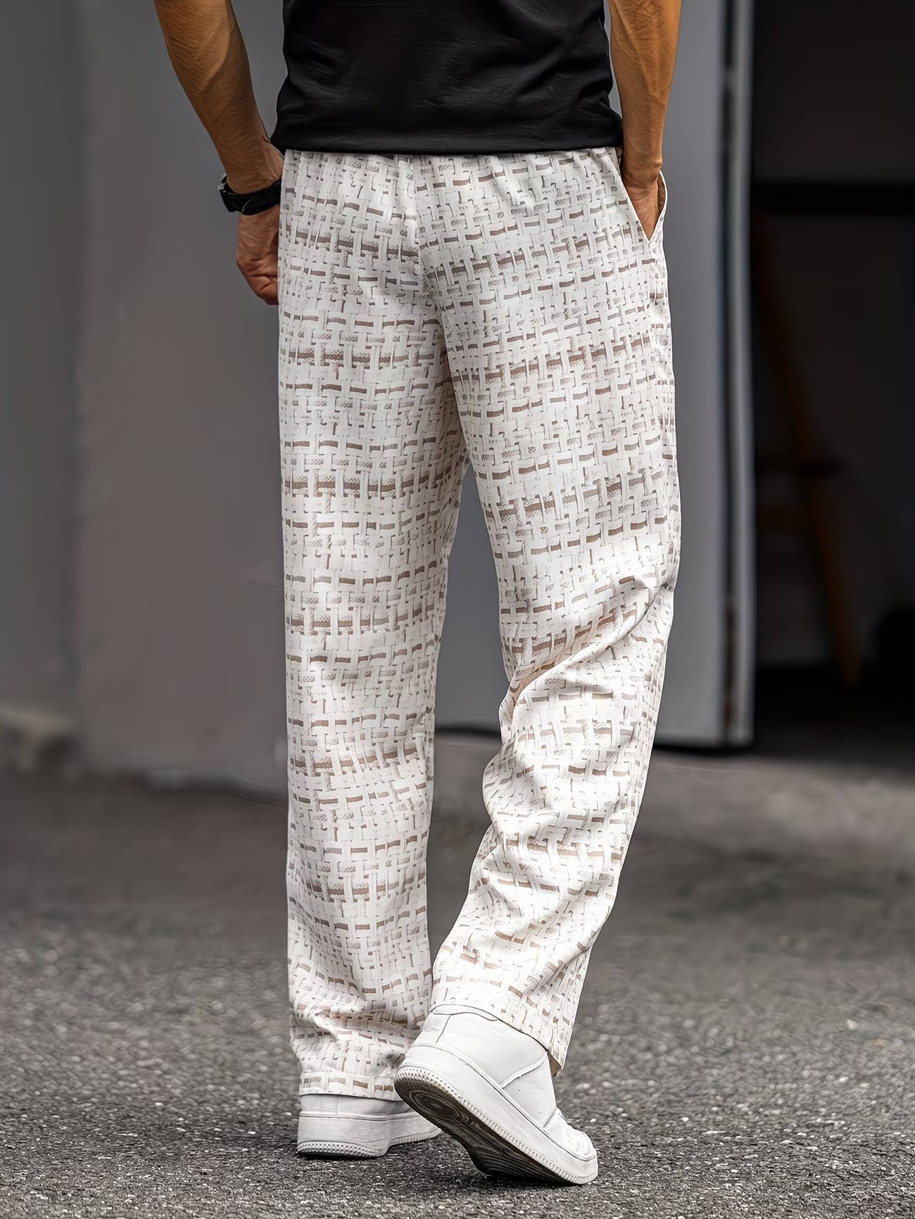 Men's Straight-Leg Pants with Abstract Geometric Print