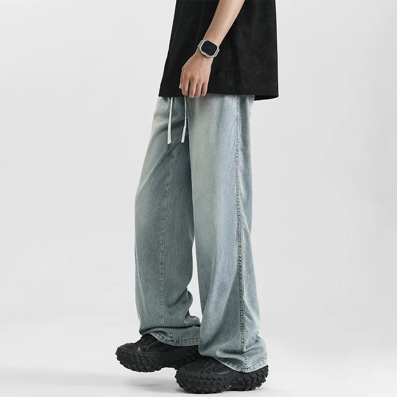 Men’s Straight Wide Denim Jogger Trousers