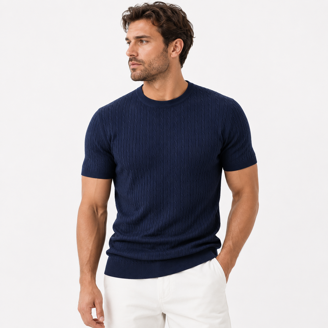 Men's Stretch Knit Crew Neck T-Shirt
