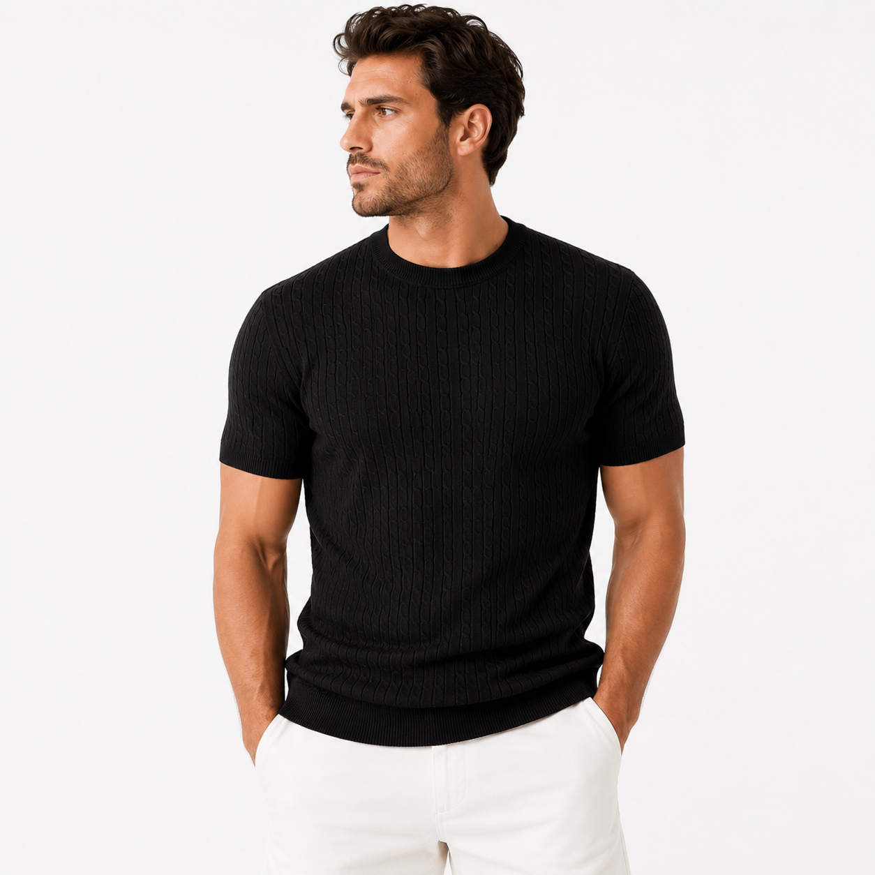 Men's Stretch Knit Crew Neck T-Shirt