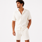 Men’s Textured Button Shirt And Shorts Set