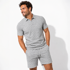 Men's Textured Collar Shirts and Shorts Coords Set