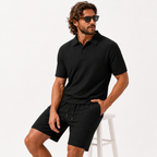 Men's Textured Collar Shirts and Shorts Coords Set