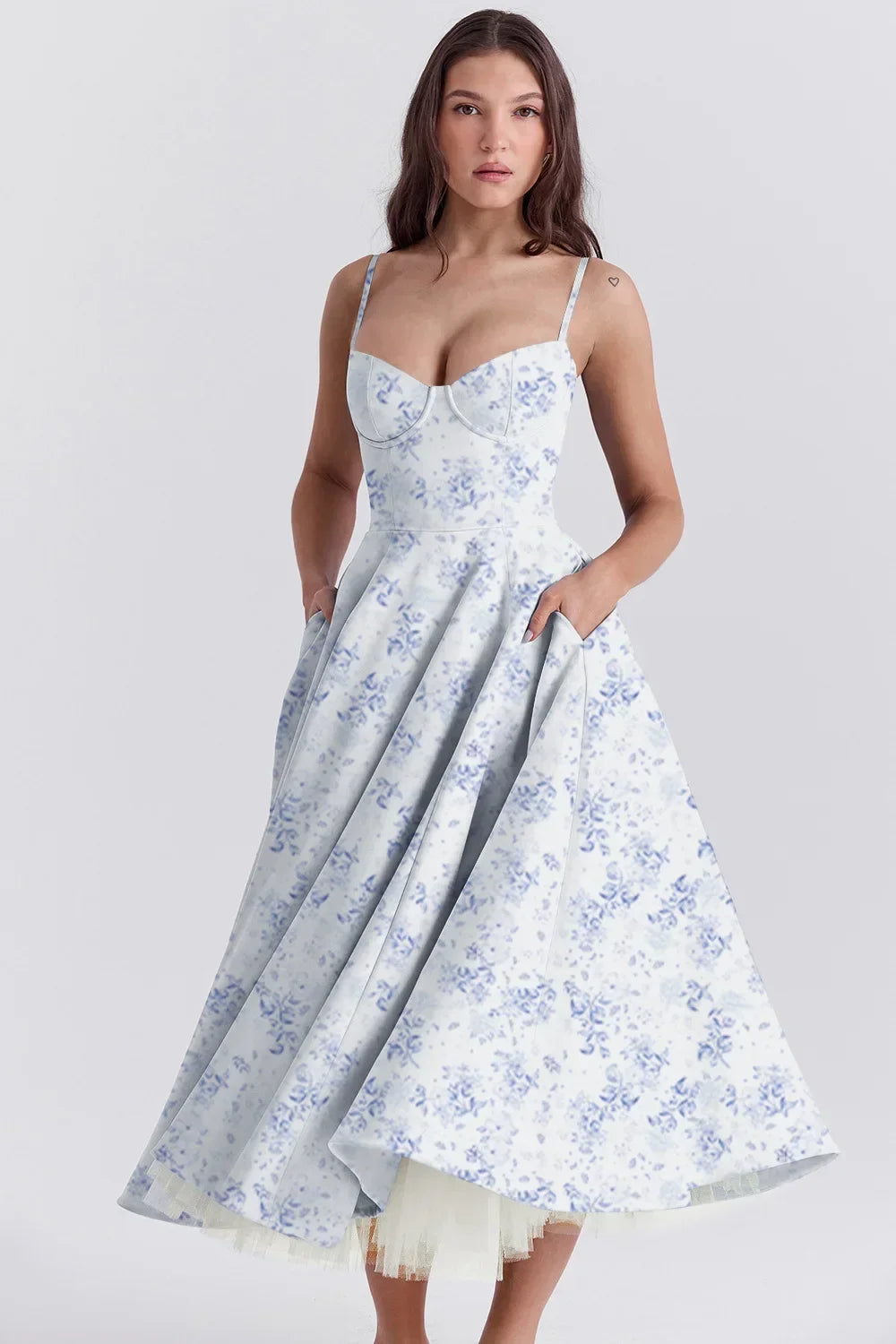 Mesh Layered Slip Maxi Dress