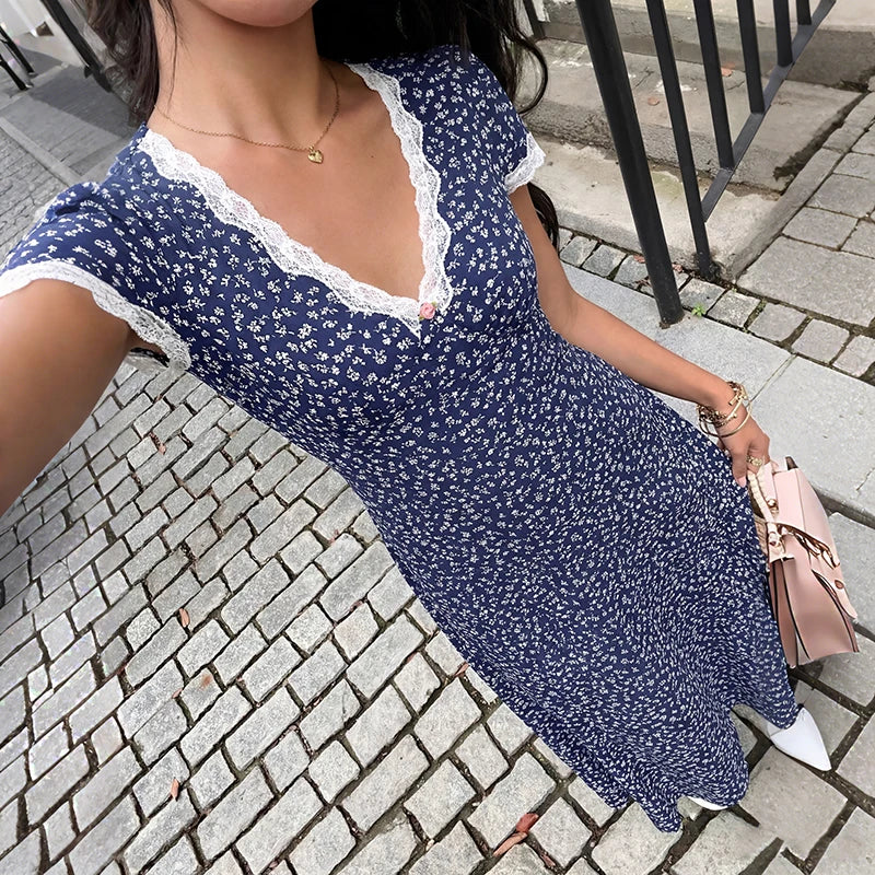 Midnight Bloom Lace Maxi Dress