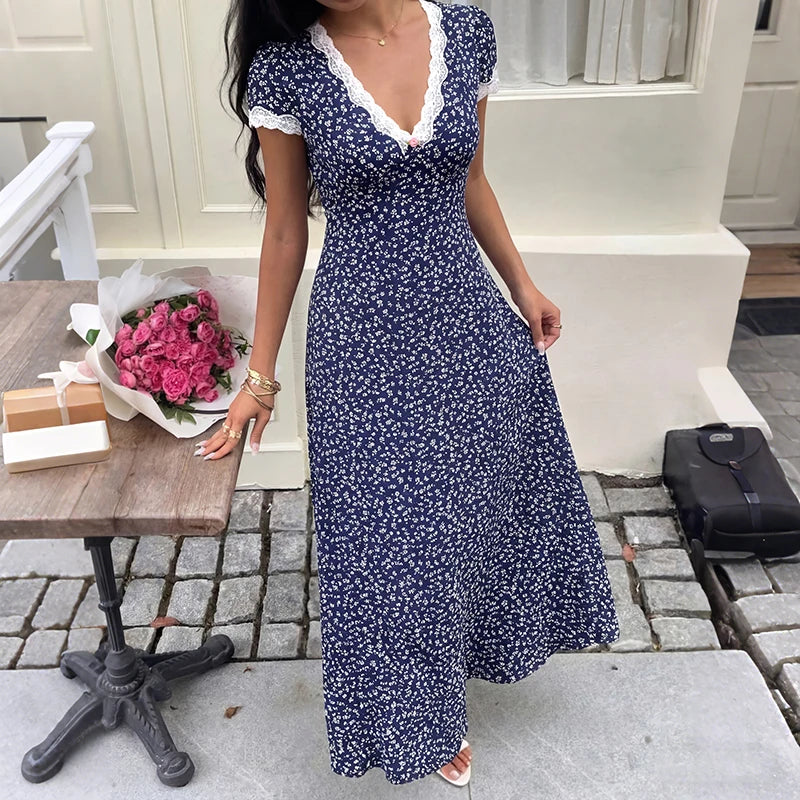 Midnight Bloom Lace Maxi Dress